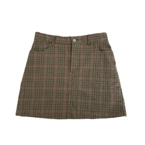 Brandy Melville Tan Checkered A-Line Skirt